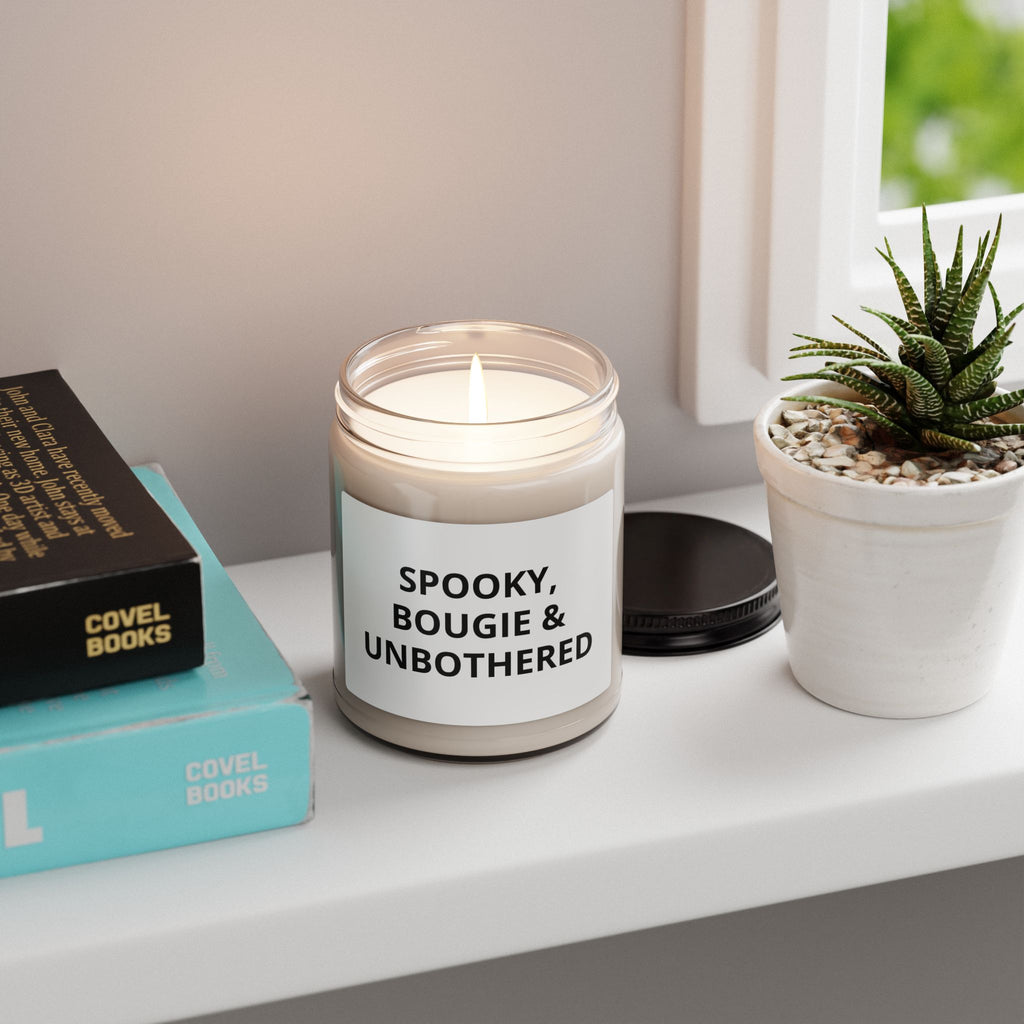 Spooky, Bougie & Unbothered Scented Soy Candle — 9oz Halloween Home Decor Gift